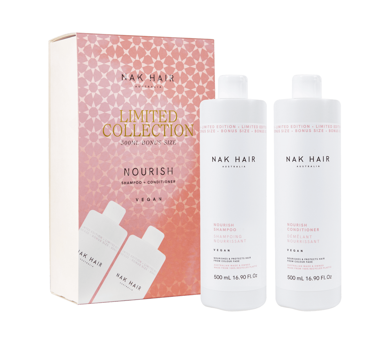 NAK Nourish Shampoo and Conditioner 500ml Duo