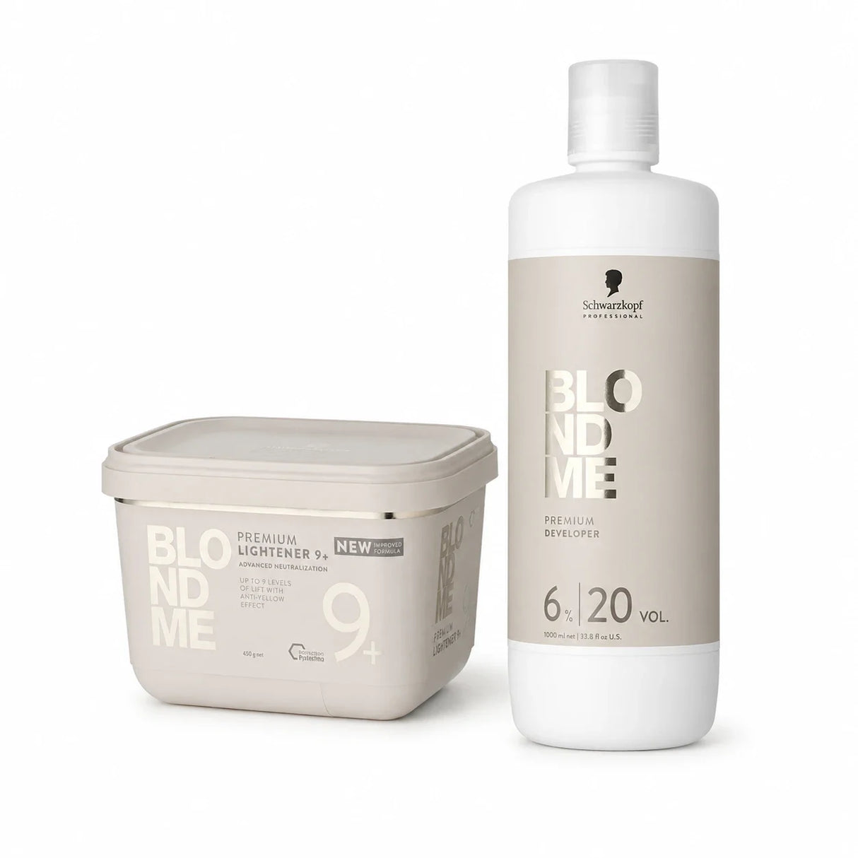 Schwarzkopf BlondMe Premium Lightener 9+ & Developer 6%/ 20 Volume Duo Set - New Formula